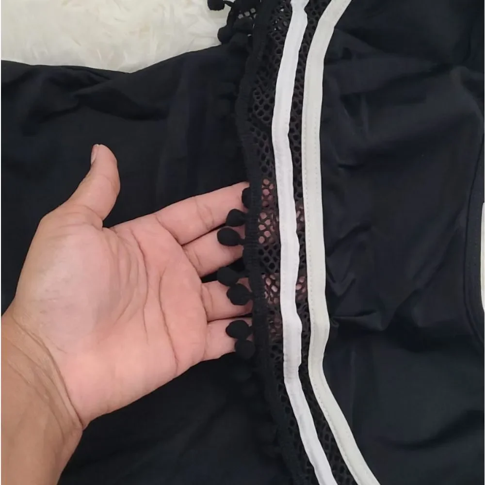 Women plus size swim suit one piece solid black la2026 - Picture 7 of 7